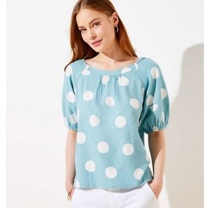 Loft Polka-dot Puff Sleeve Top